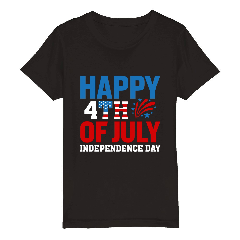Happy 4th of July Independence (4) Organic Kids Crewneck T-shirt