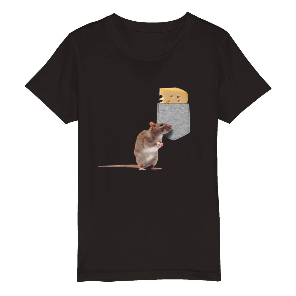 Mouse Reaching For Cheese In Your Fake Pocket Fun Organic Kids Crewneck T-shirt
