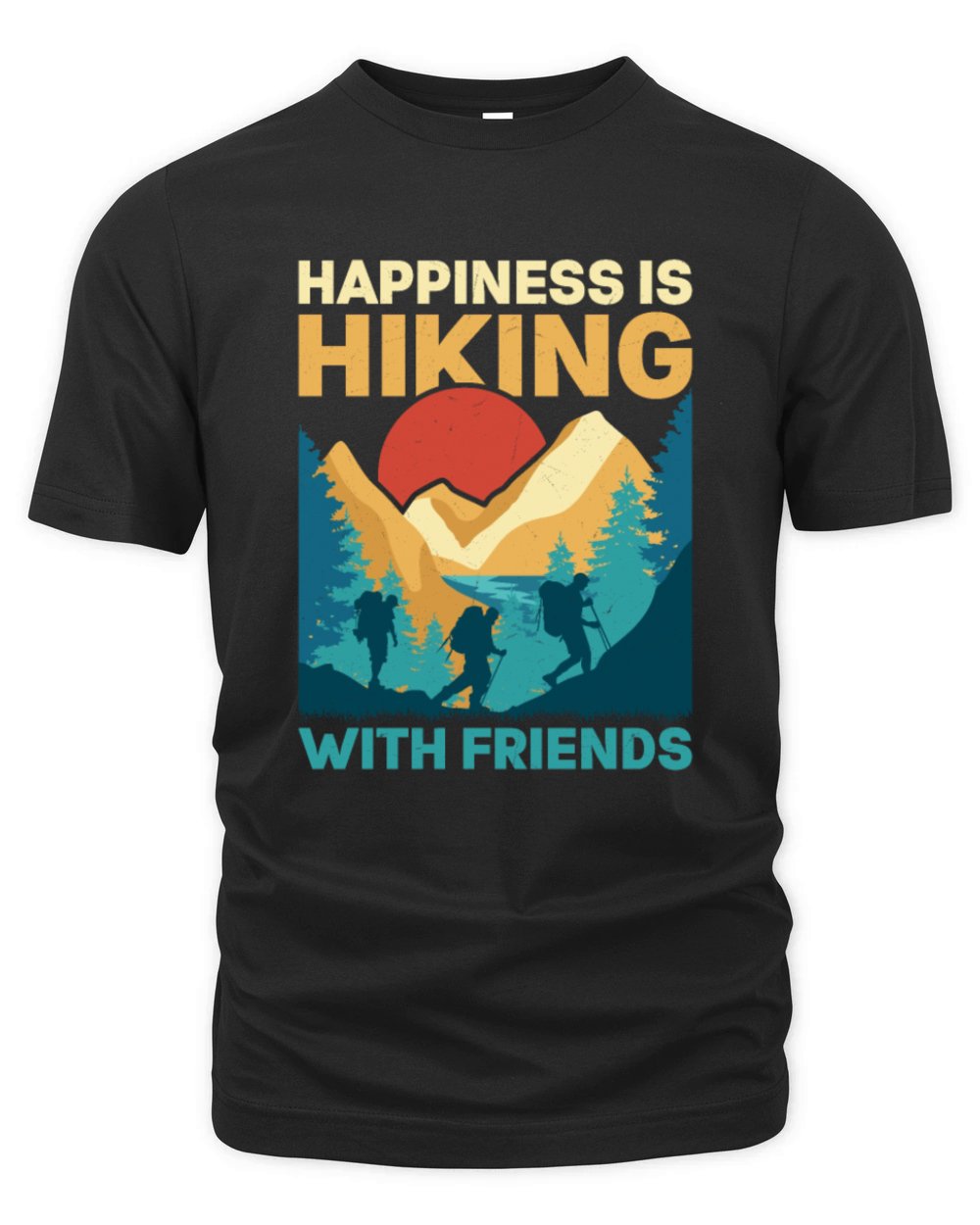 Happiness Is Hiking With Friends Hiker Mountain Organic Unisex T-shirt