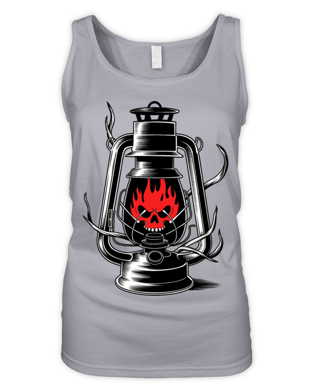 vintage oil lantern featuring a skull Organic Women's Tank Top