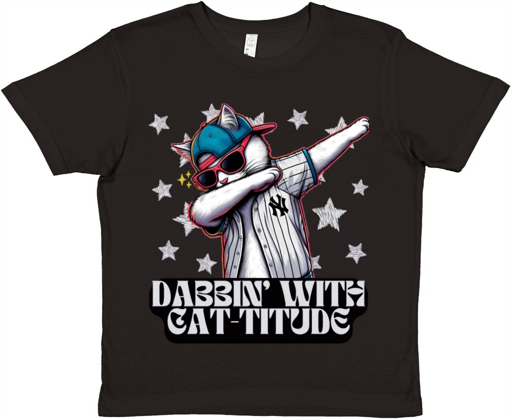 Funky Baseball Cat with Dabbing Pose Premium Kids Crewneck T-shirt