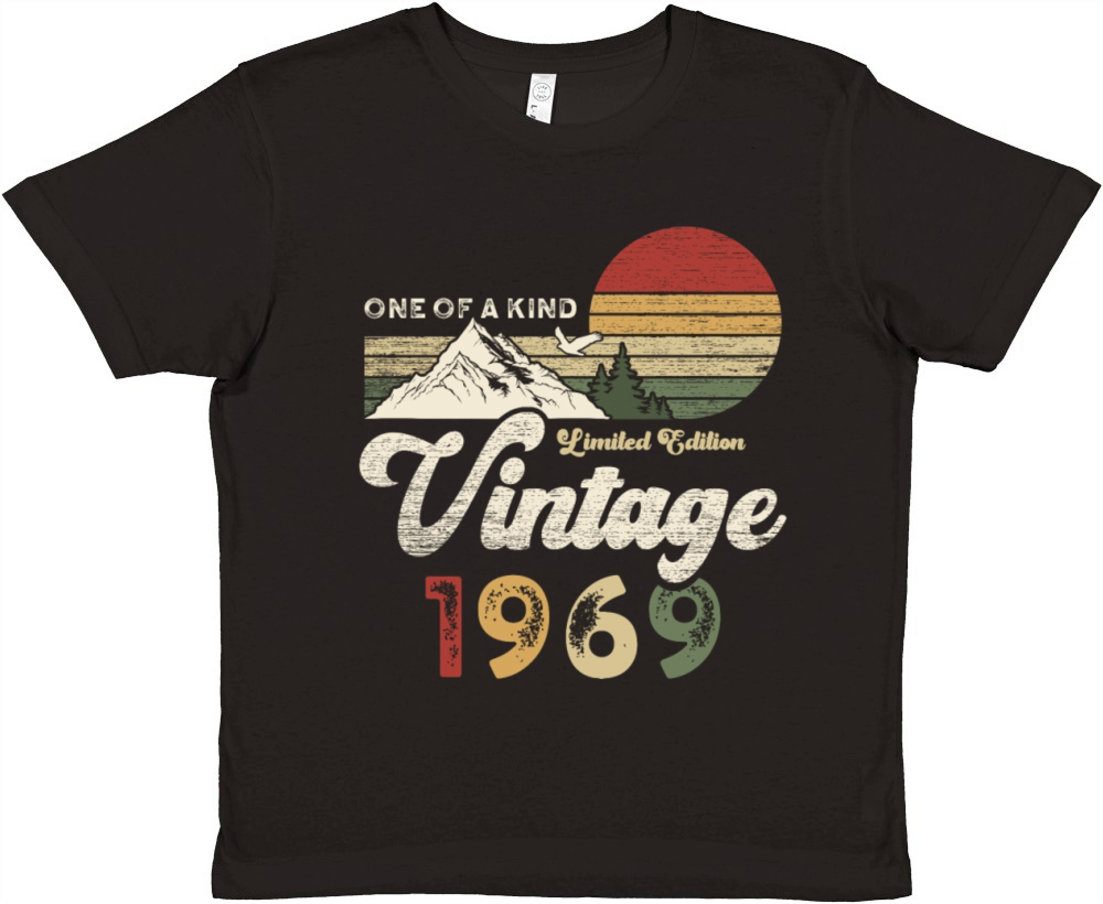 Vintage 1969 Birthday Mountains Premium Kids Crewneck T-shirt
