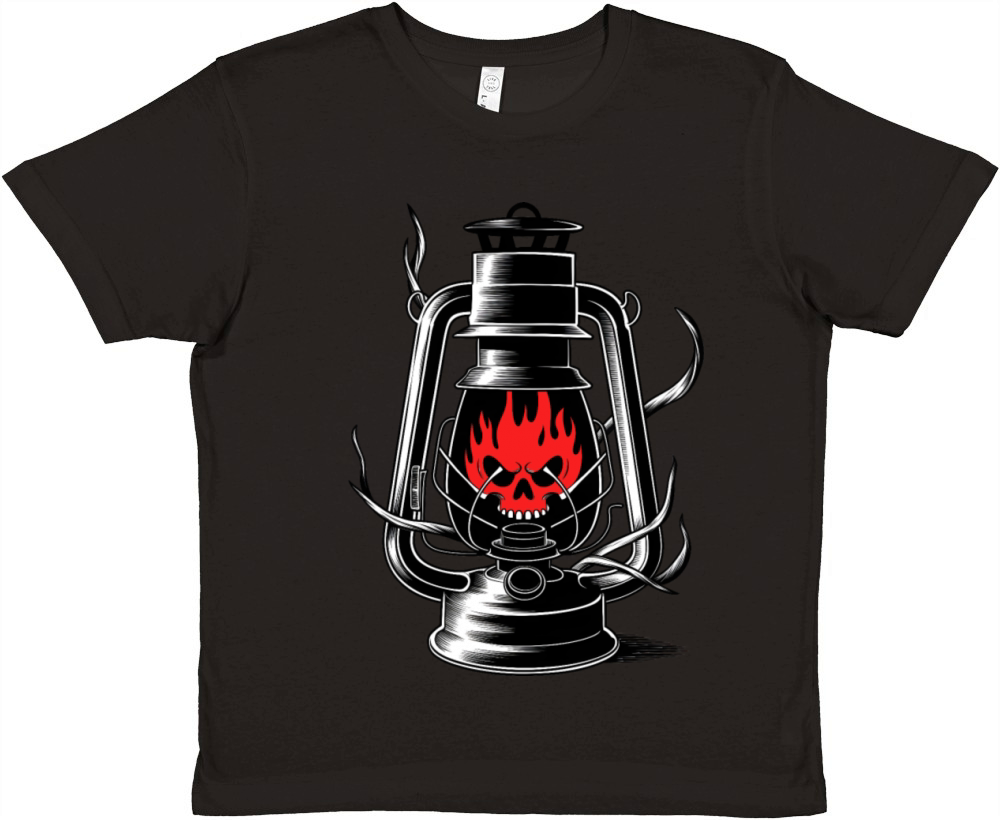 vintage oil lantern featuring a skull Premium Kids Crewneck T-shirt