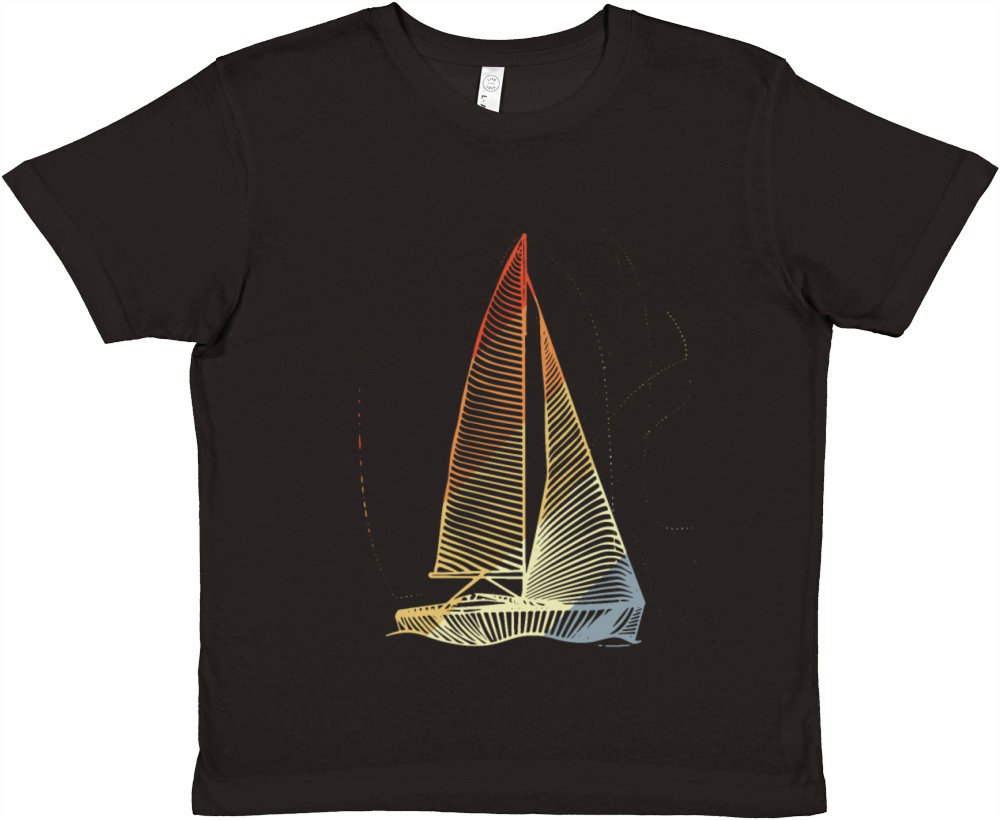Vintage Sailboat One Line Drawing Premium Kids Crewneck T-shirt