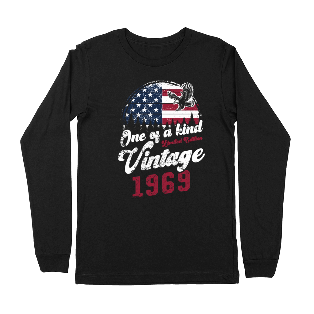 Vintage 1969 Birthday American Flag Premium Long Sleeve