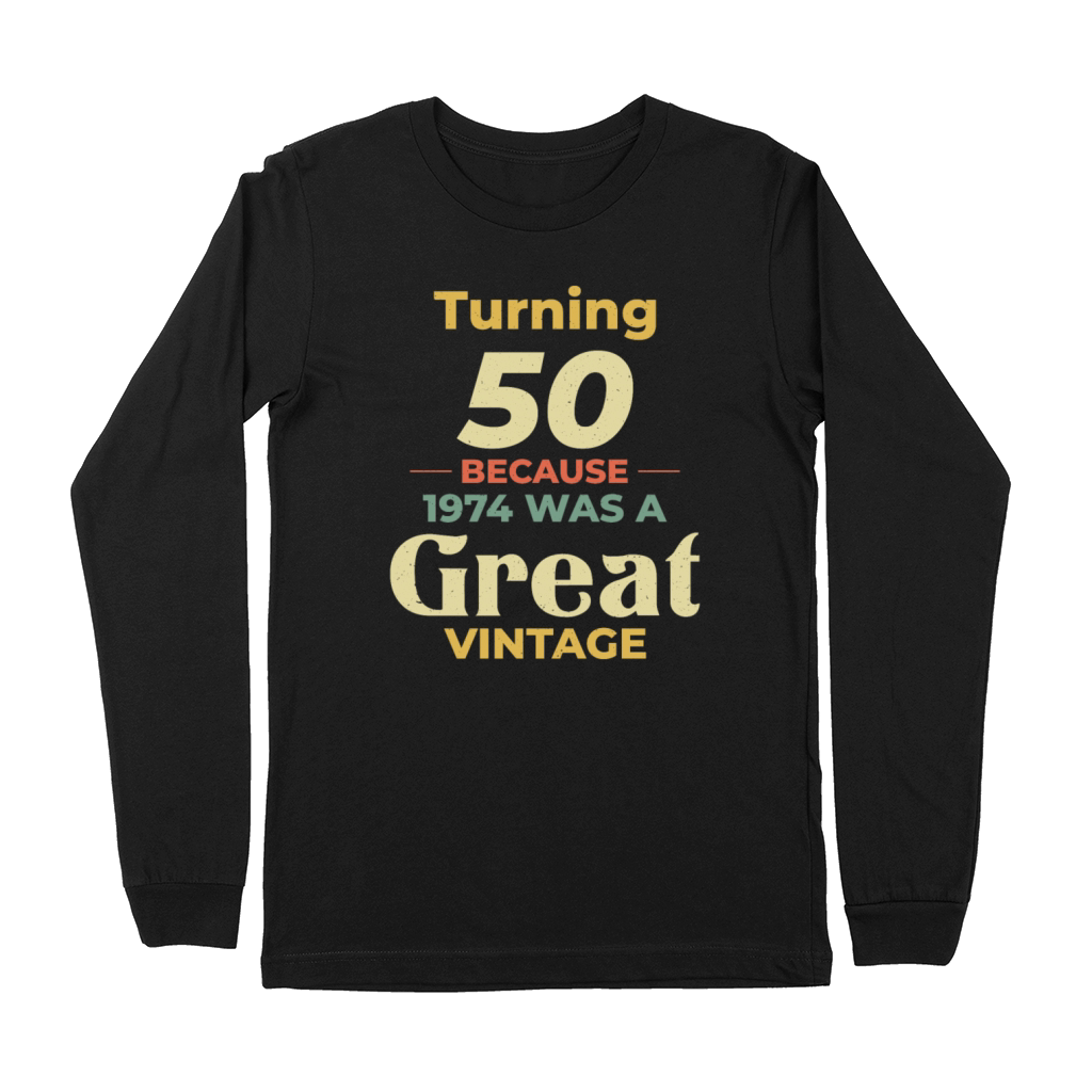Vintage 1974 50th Birthday Gift for Dad Mom Premium Long Sleeve