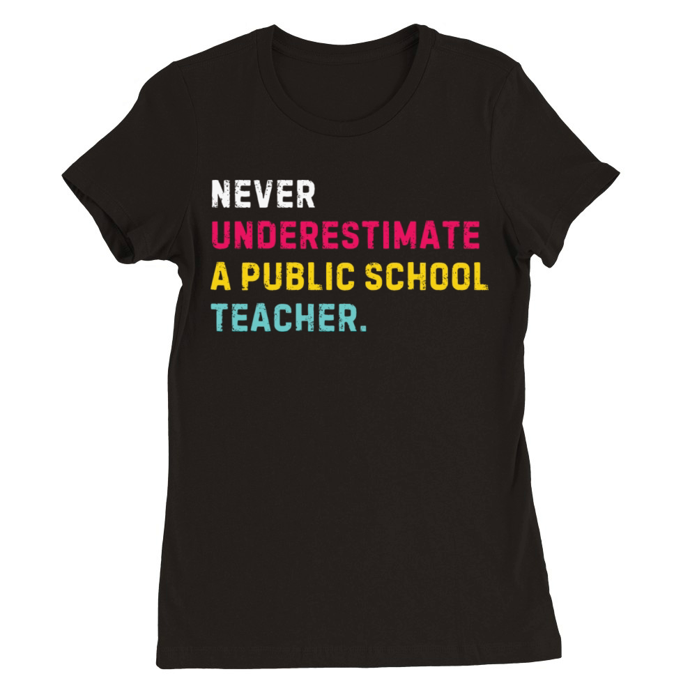 "Never Underestimate a Public School Teacher Premium Womens Crewneck T-shirt