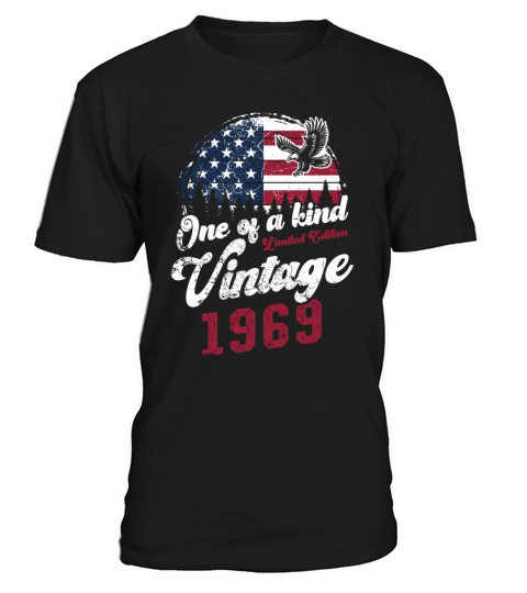 Vintage 1969 Birthday American Flag T-Shirt Unisex