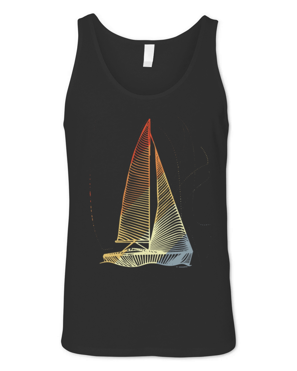 Vintage Sailboat One Line Drawing Unisex Jersey Tank