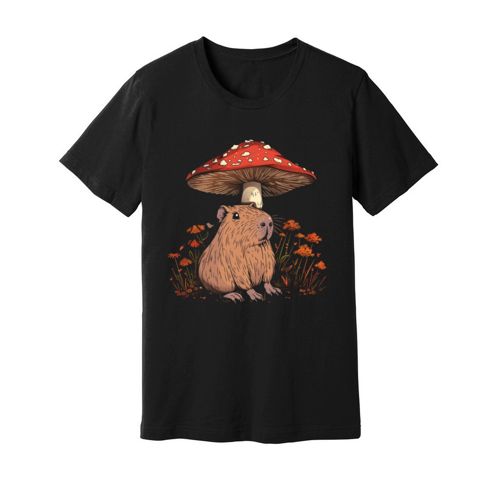 Cottagecore Aesthetic Capybara Mushroom Vintage Fl Unisex Jersey Tee