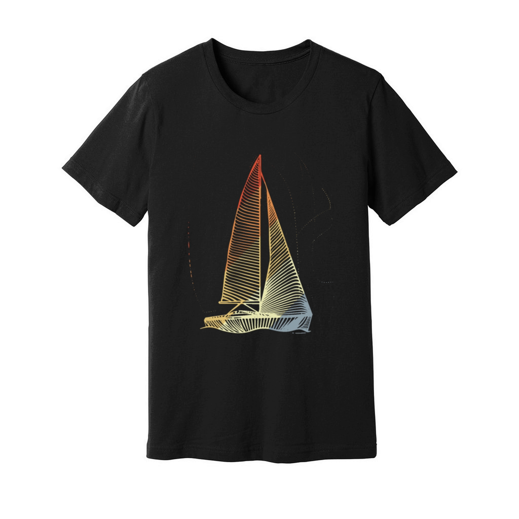 Vintage Sailboat One Line Drawing Unisex Jersey Tee