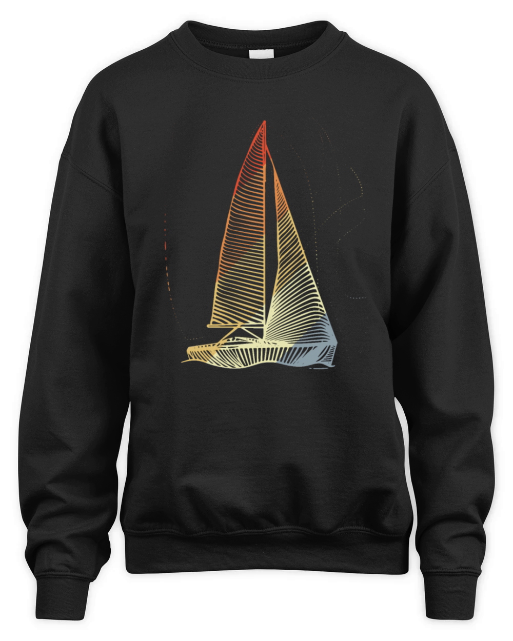 Vintage Sailboat One Line Drawing Unisex Premium Crewneck Sweatshirt