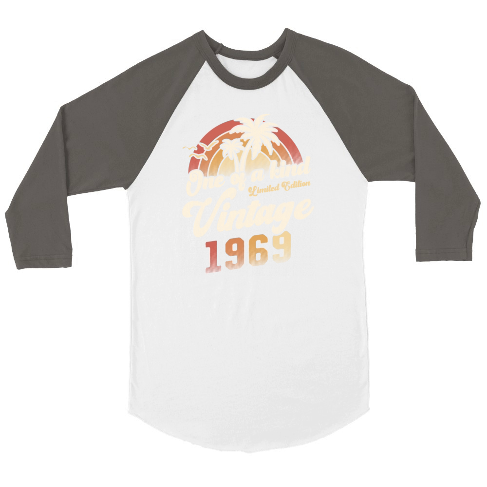 Vintage 1969 Birthday Palm Trees Unisex ¾ sleeve Raglan T-shirt