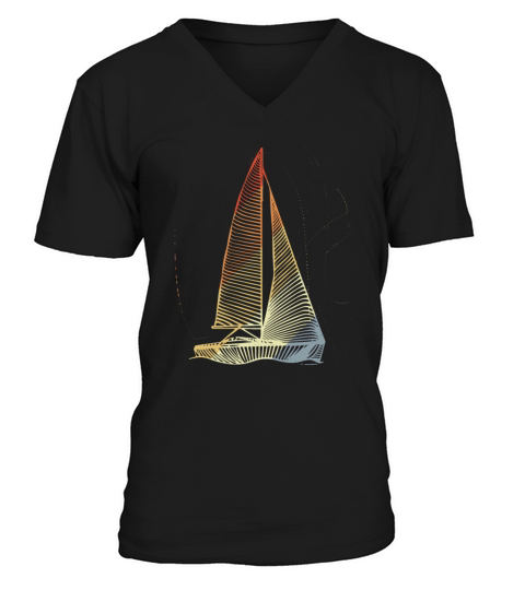 Vintage Sailboat One Line Drawing V-Neck T-shirt
