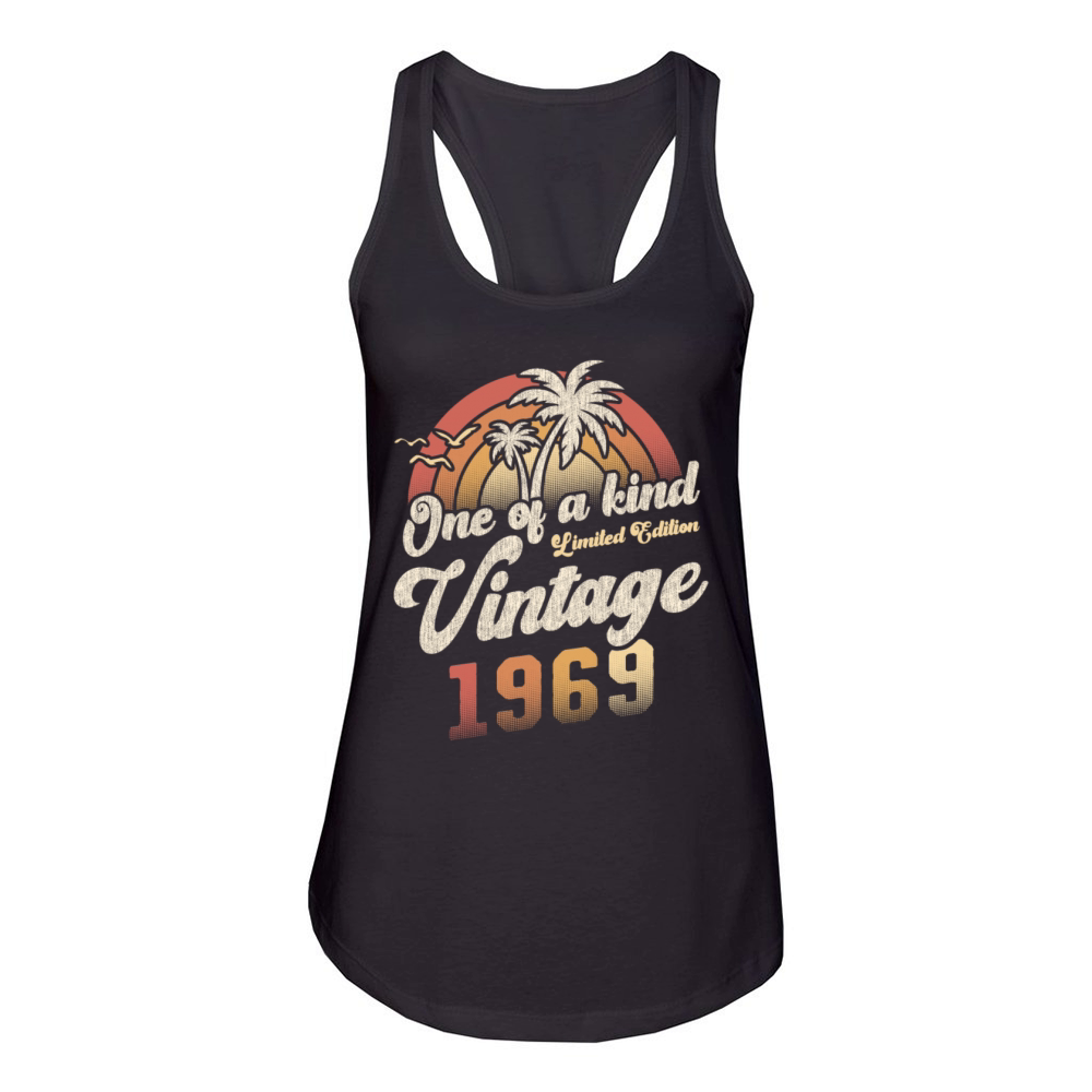 Vintage 1969 Birthday Palm Trees Women's Racerback Tank
