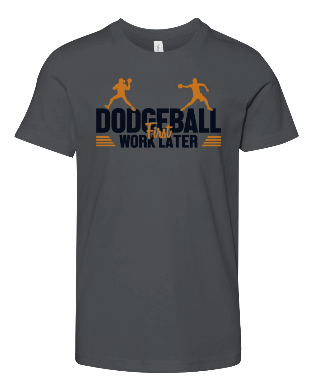 Dodgeball First Work Later Team Game Prisonball Youth Unisex Jersey Tee