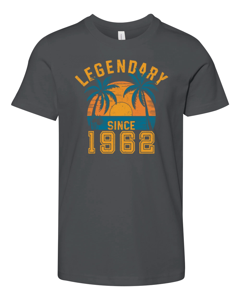 Legendary Since 1962 Birthday Sunset Retro Palm Youth Unisex Jersey Tee