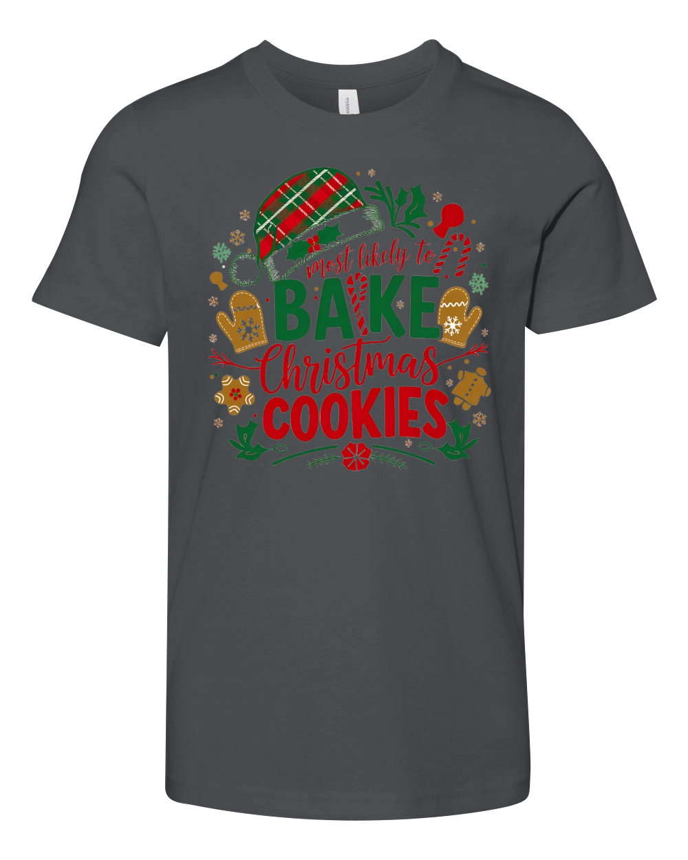 Most likely to bake christmas cookies Youth Unisex Jersey Tee