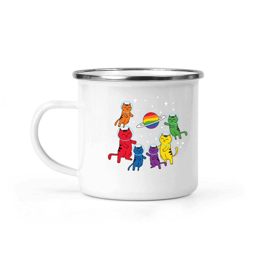 LGBT Cat Astronaut Transgender Rainbow Gay Pride Camping Mug