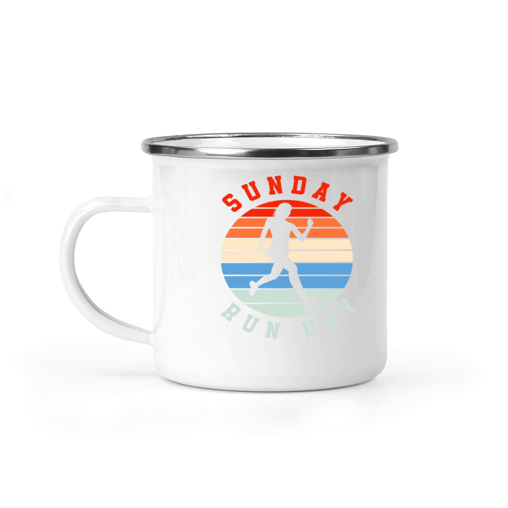 Sunday Run Day Runner Silhouette Vintage Camping Mug