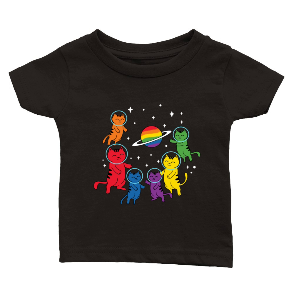 LGBT Cat Astronaut Transgender Rainbow Gay Pride Classic Baby Crewneck T-shirt