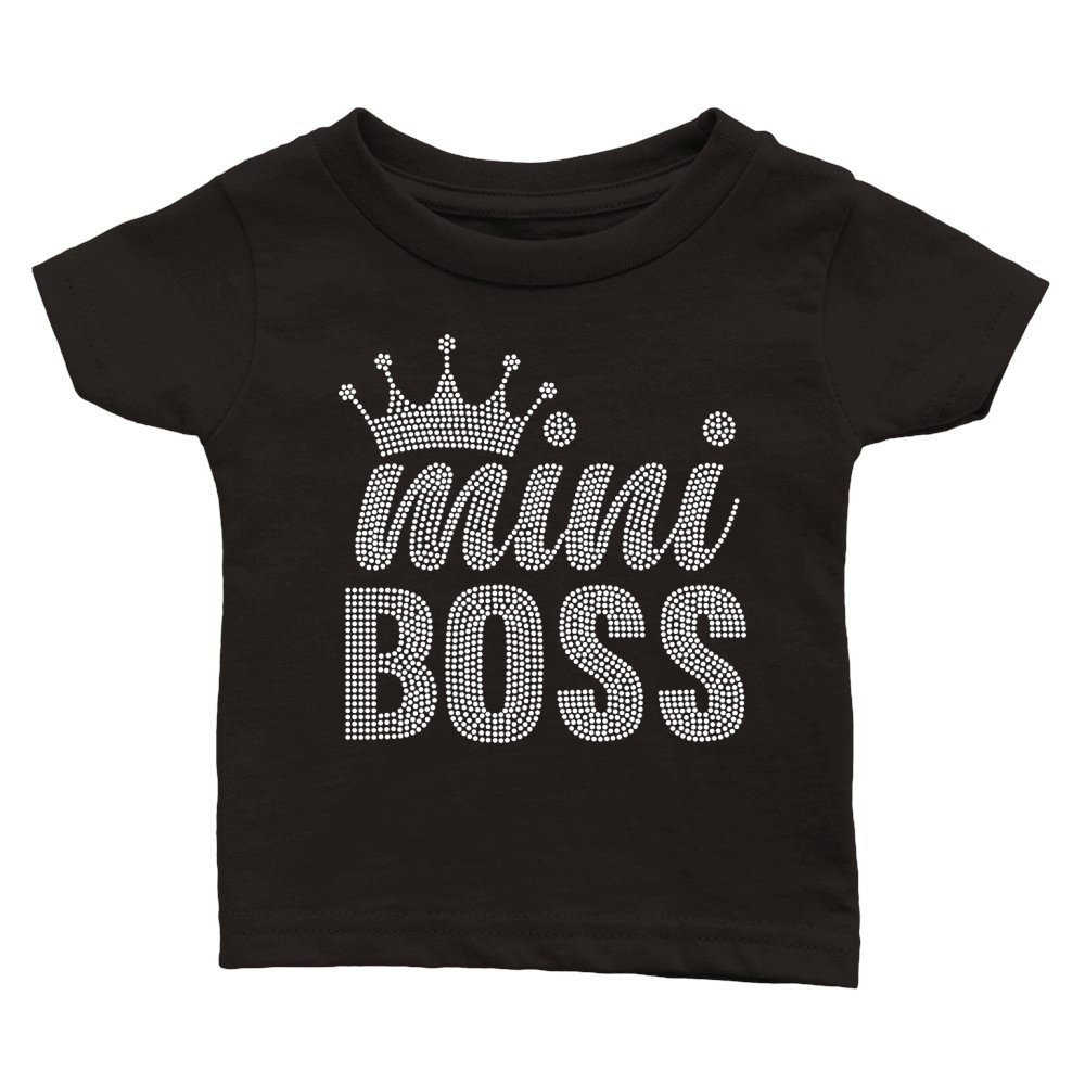 Mini Boss Rhinestone Templates Classic Baby Crewneck T-shirt