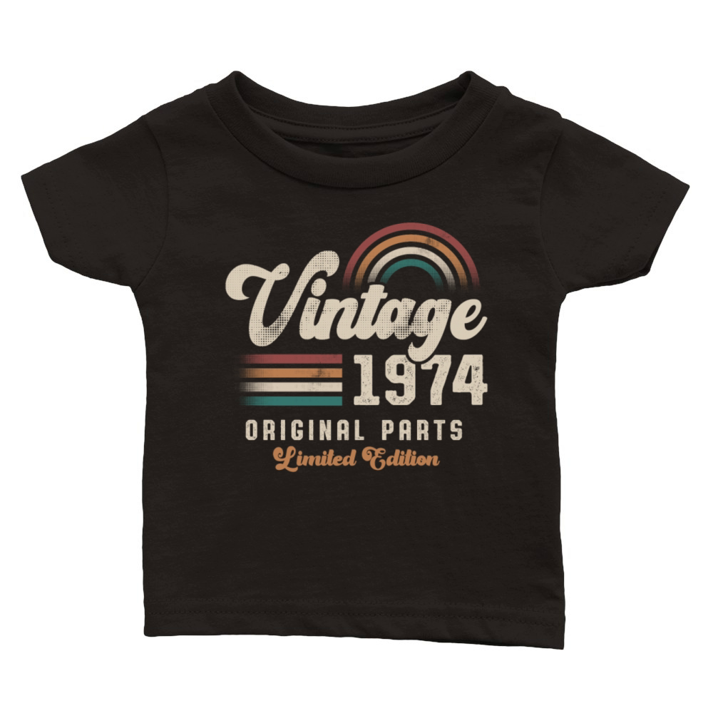 Vintage 1974 Birthday Retro Classic Baby Crewneck T-shirt
