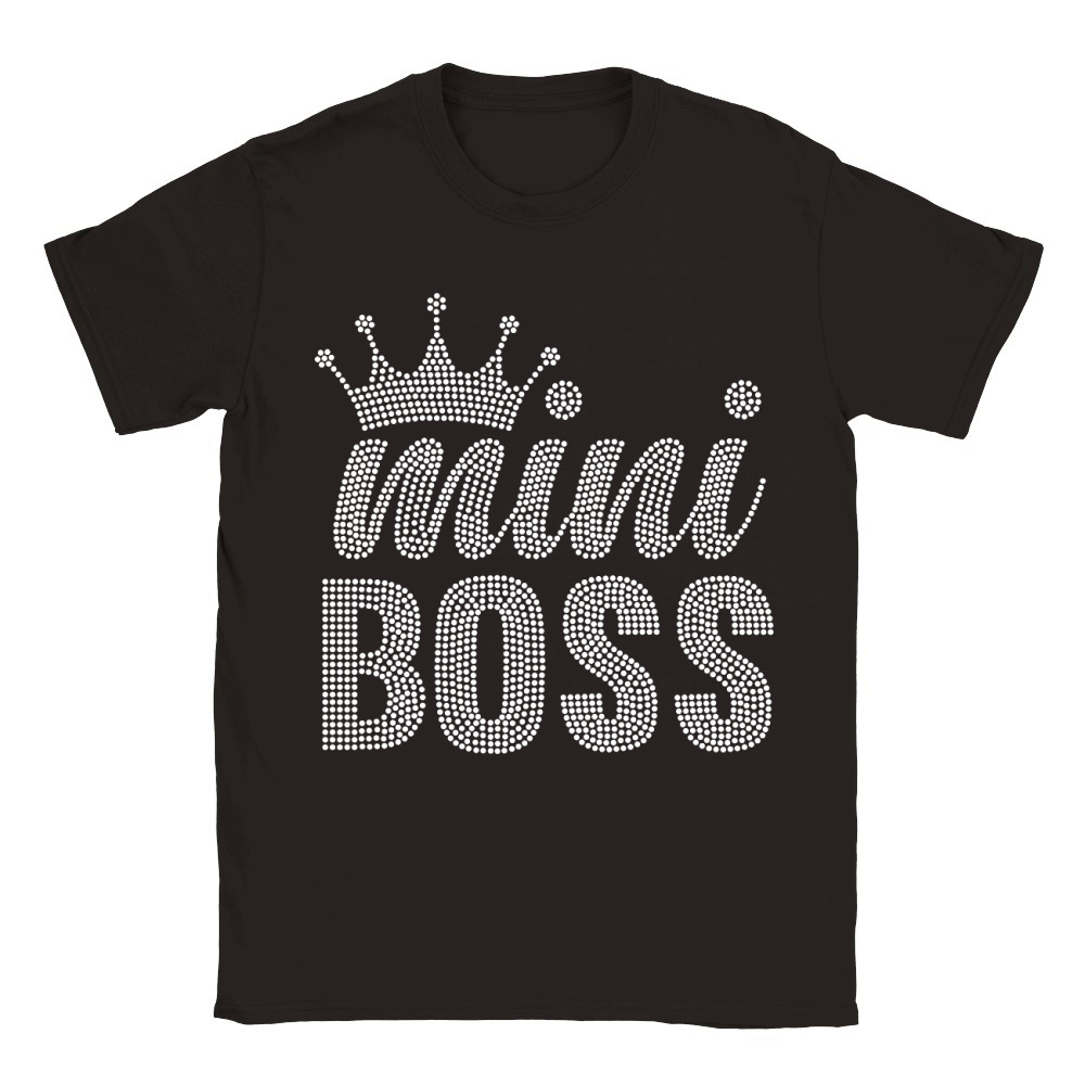 Mini Boss Rhinestone Templates Classic Kids Crewneck T-shirt
