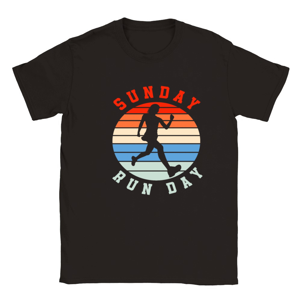 Sunday Run Day Runner Silhouette Vintage Classic Kids Crewneck T-shirt