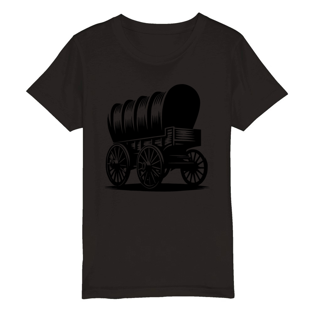 Classic Horse-drawn Covered Wagon Organic Kids Crewneck T-shirt
