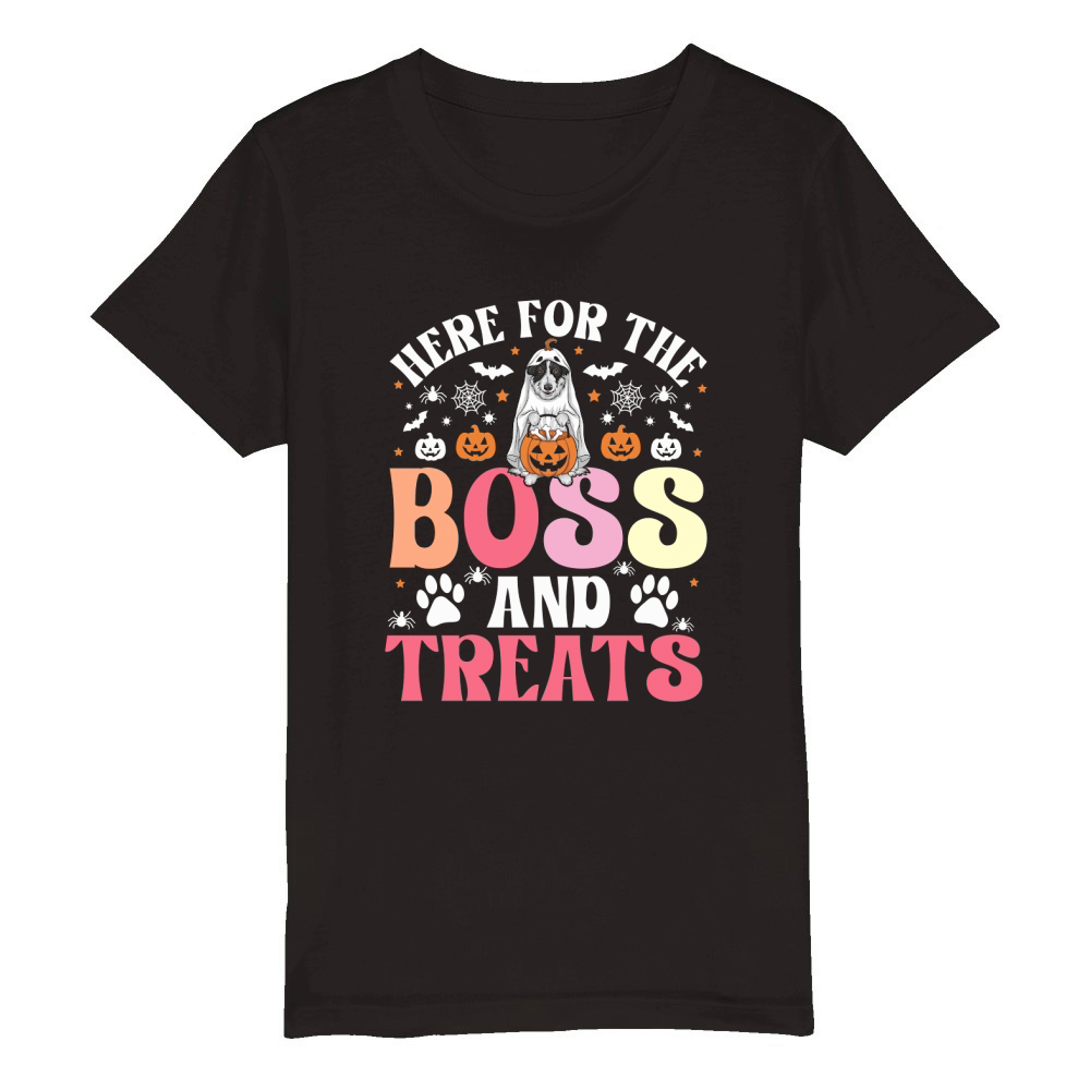 Here For The Boss And Treats Organic Kids Crewneck T-shirt