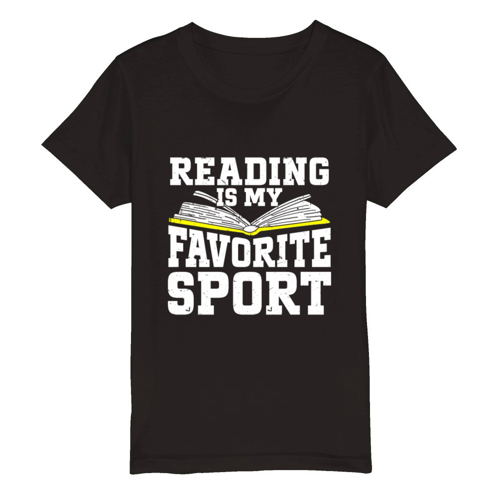 Reading Is My Favorite Sport Bookworm Organic Kids Crewneck T-shirt