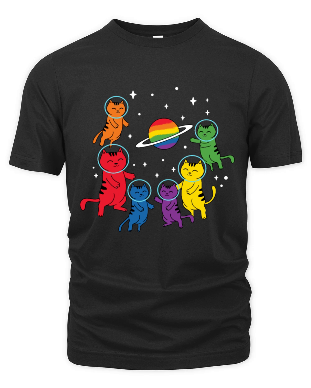 LGBT Cat Astronaut Transgender Rainbow Gay Pride Organic Unisex T-shirt