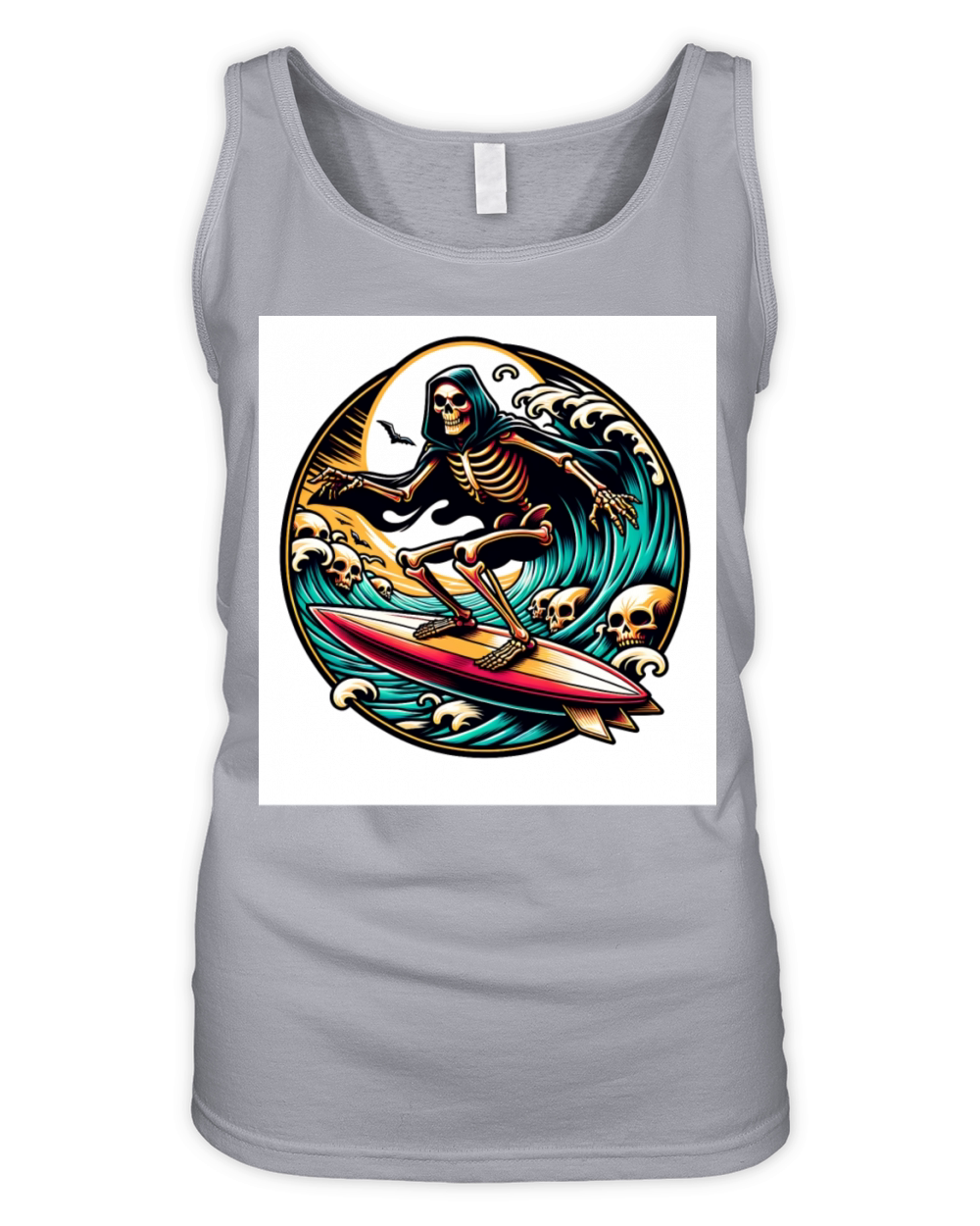 Vintage Surfing Skeleton Shirt Halloween Surfboard Organic Women's Tank Top