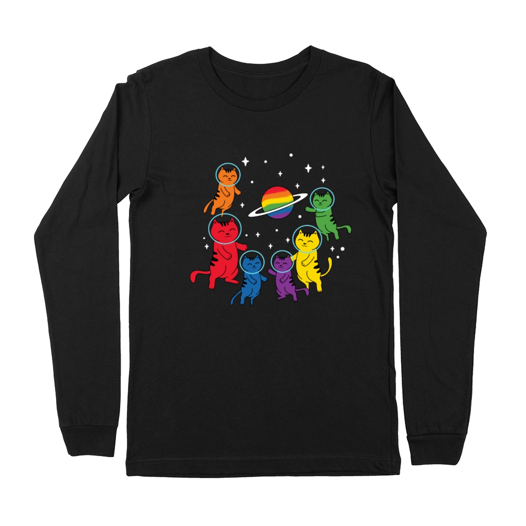 LGBT Cat Astronaut Transgender Rainbow Gay Pride Premium Long Sleeve