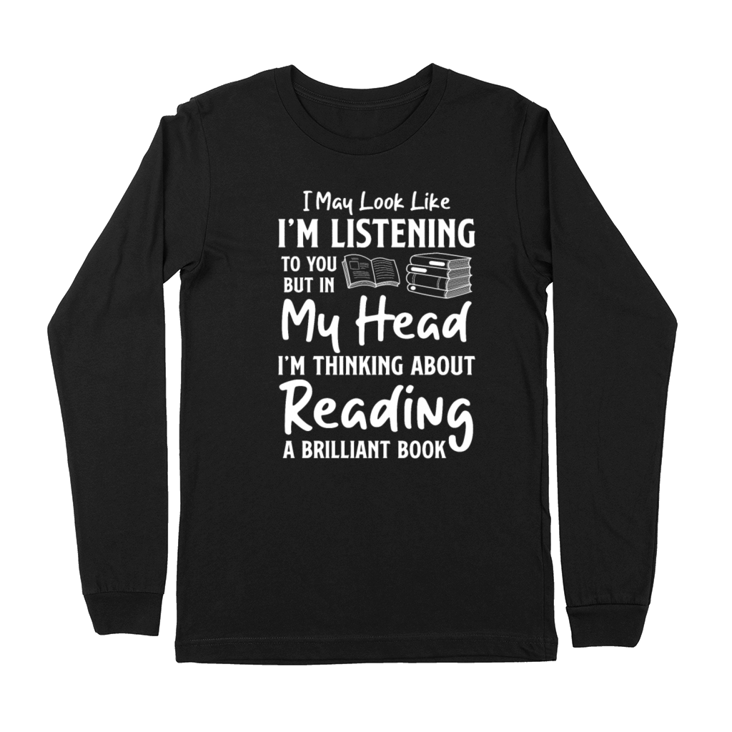 Listening vBook Lover Reader Desing Funny Reading Premium Long Sleeve