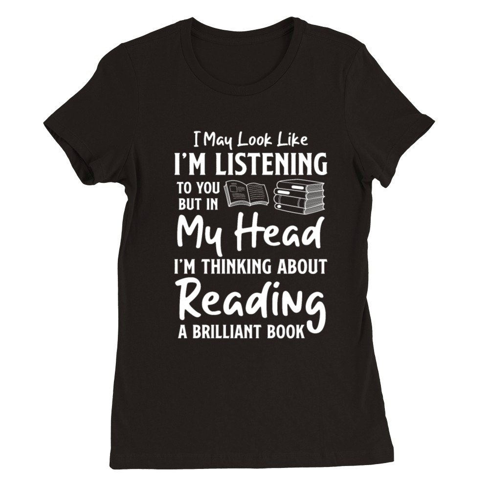 Listening vBook Lover Reader Desing Funny Reading Premium Womens Crewneck T-shirt