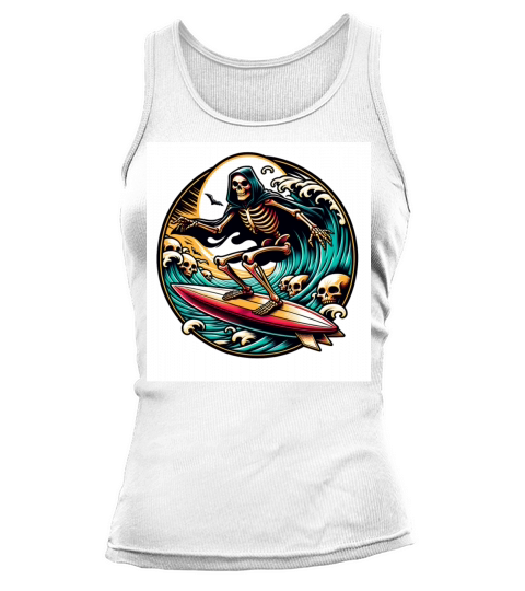 Vintage Surfing Skeleton Shirt Halloween Surfboard Tank top Woman