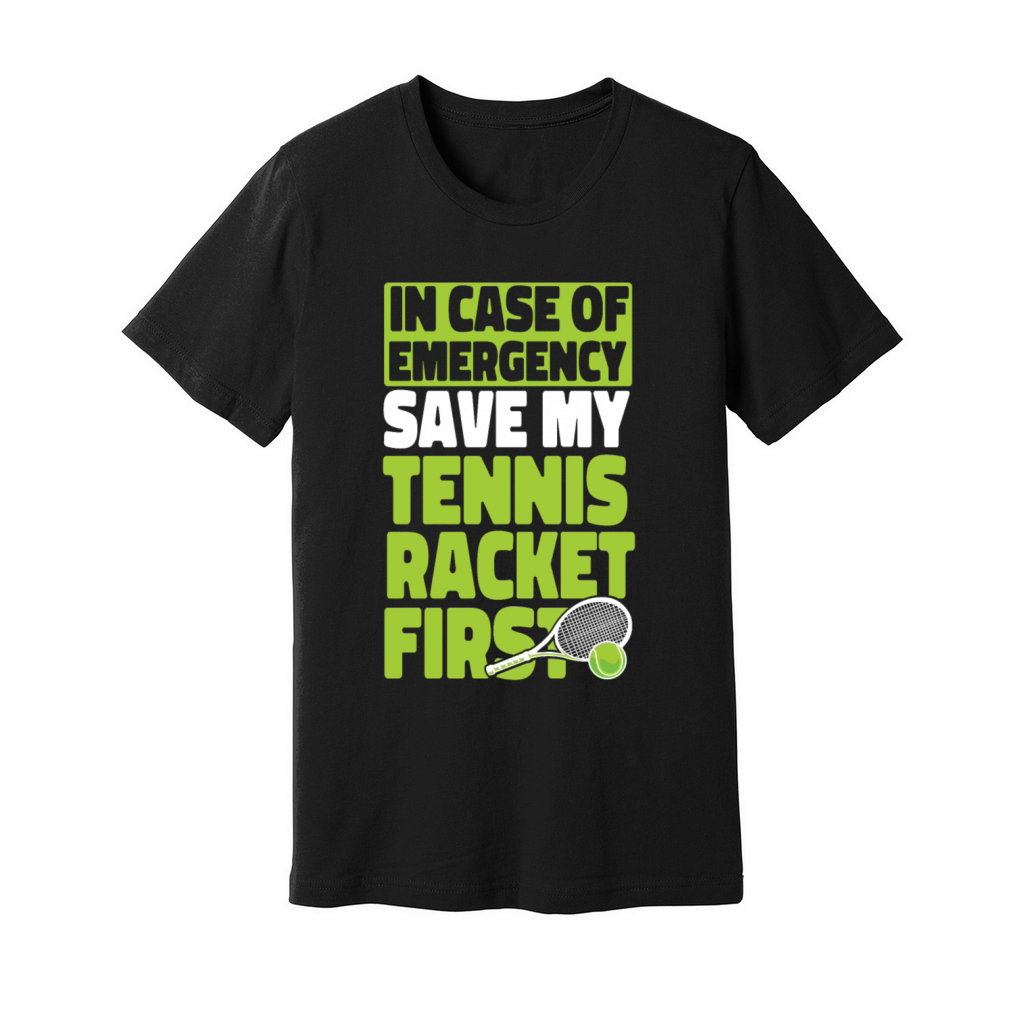 Funny Tennis Player Racket In Case Unisex Jersey Tee