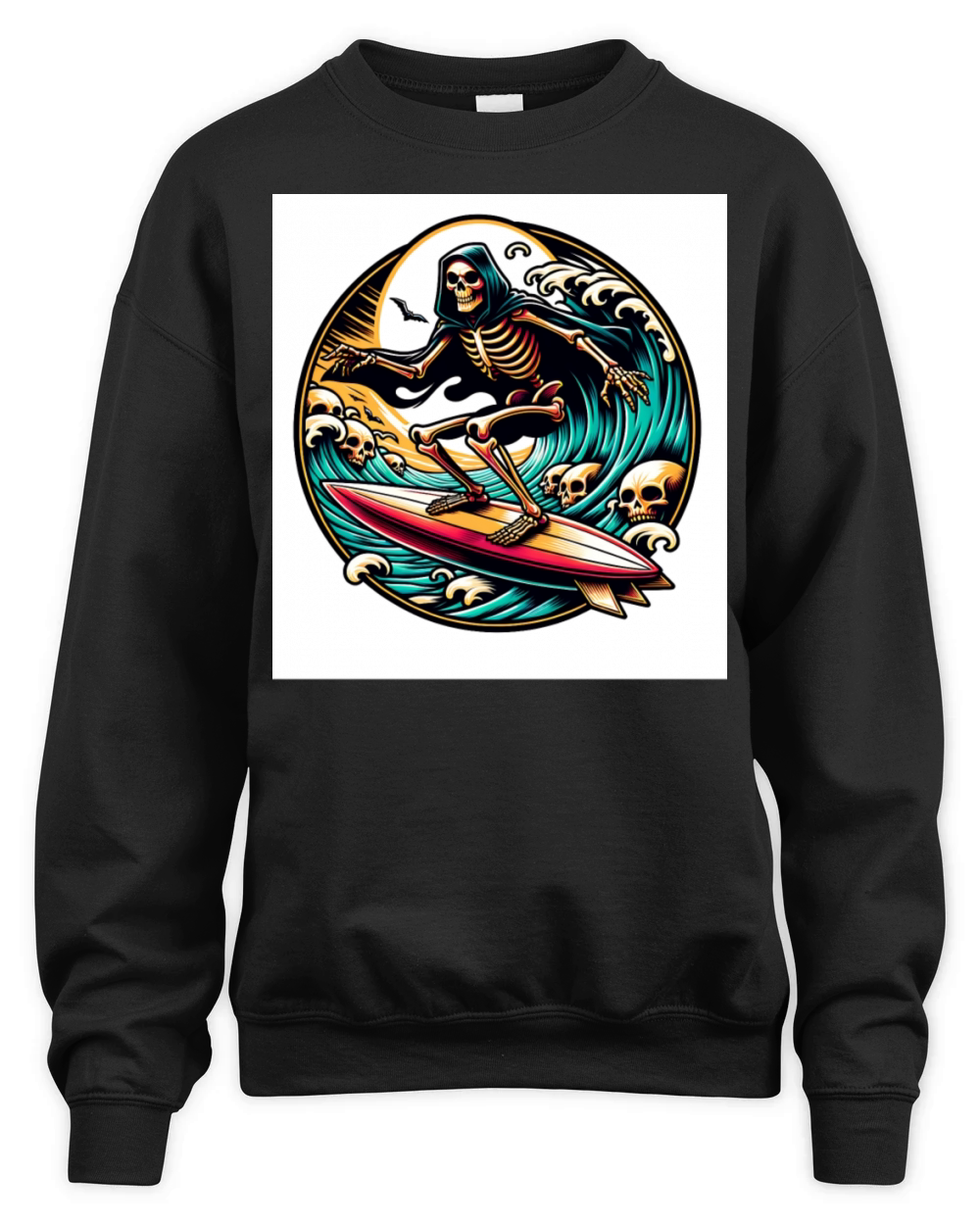Vintage Surfing Skeleton Shirt Halloween Surfboard Unisex Premium Crewneck Sweatshirt
