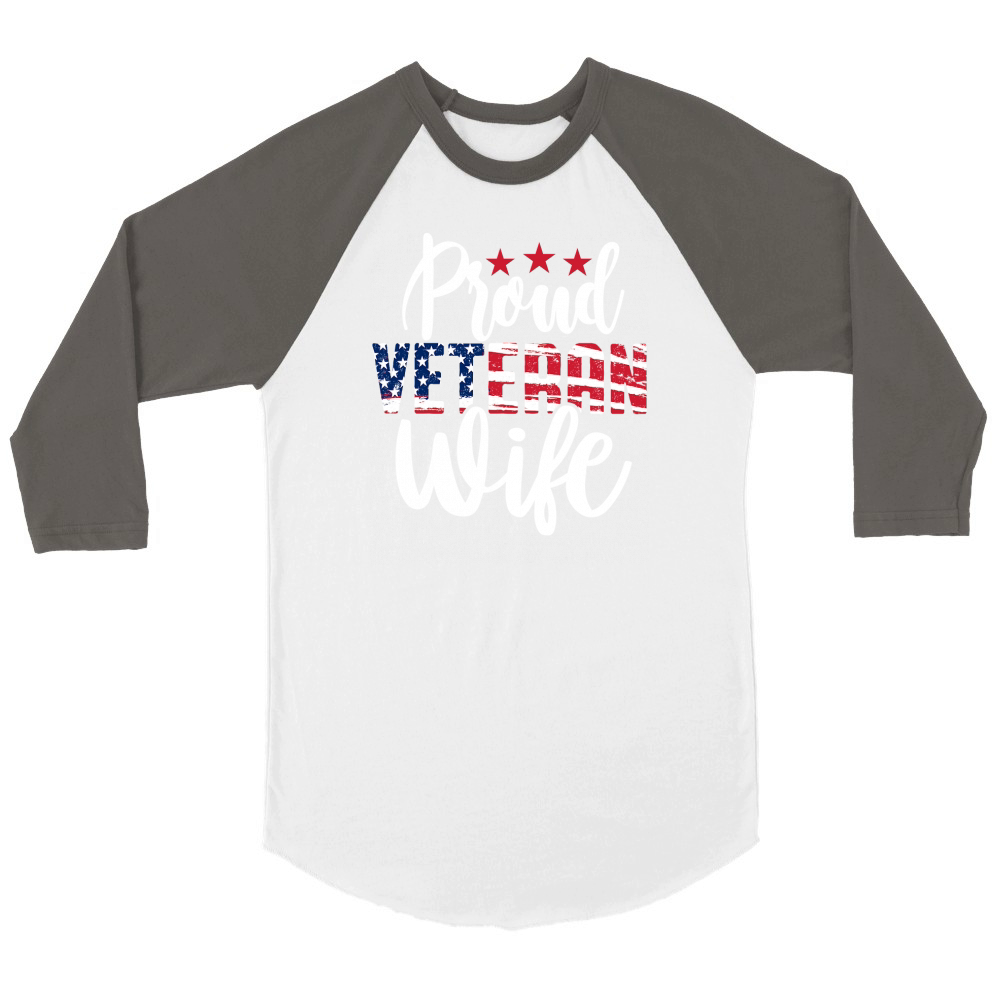 Proud Veteran Wife Unisex ¾ sleeve Raglan T-shirt