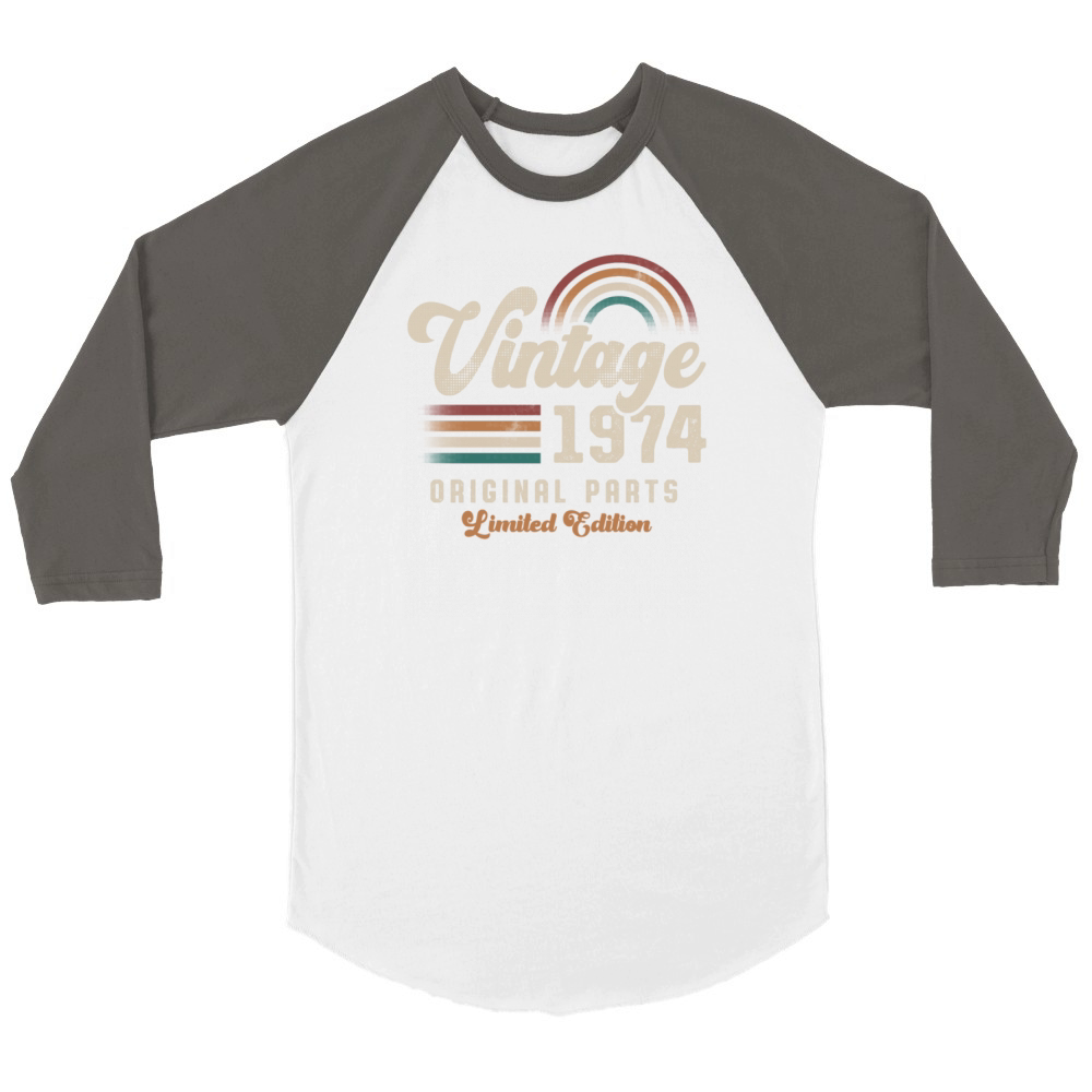 Vintage 1974 Birthday Retro Unisex ¾ sleeve Raglan T-shirt