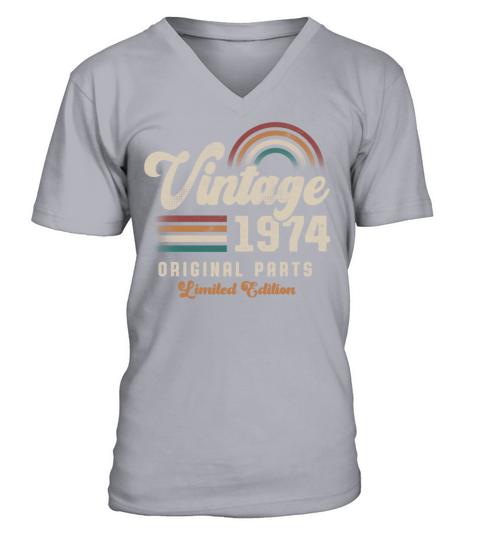 Vintage 1974 Birthday Retro V-Neck T-shirt