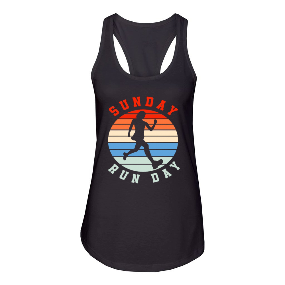 Sunday Run Day Runner Silhouette Vintage Women's Racerback Tank