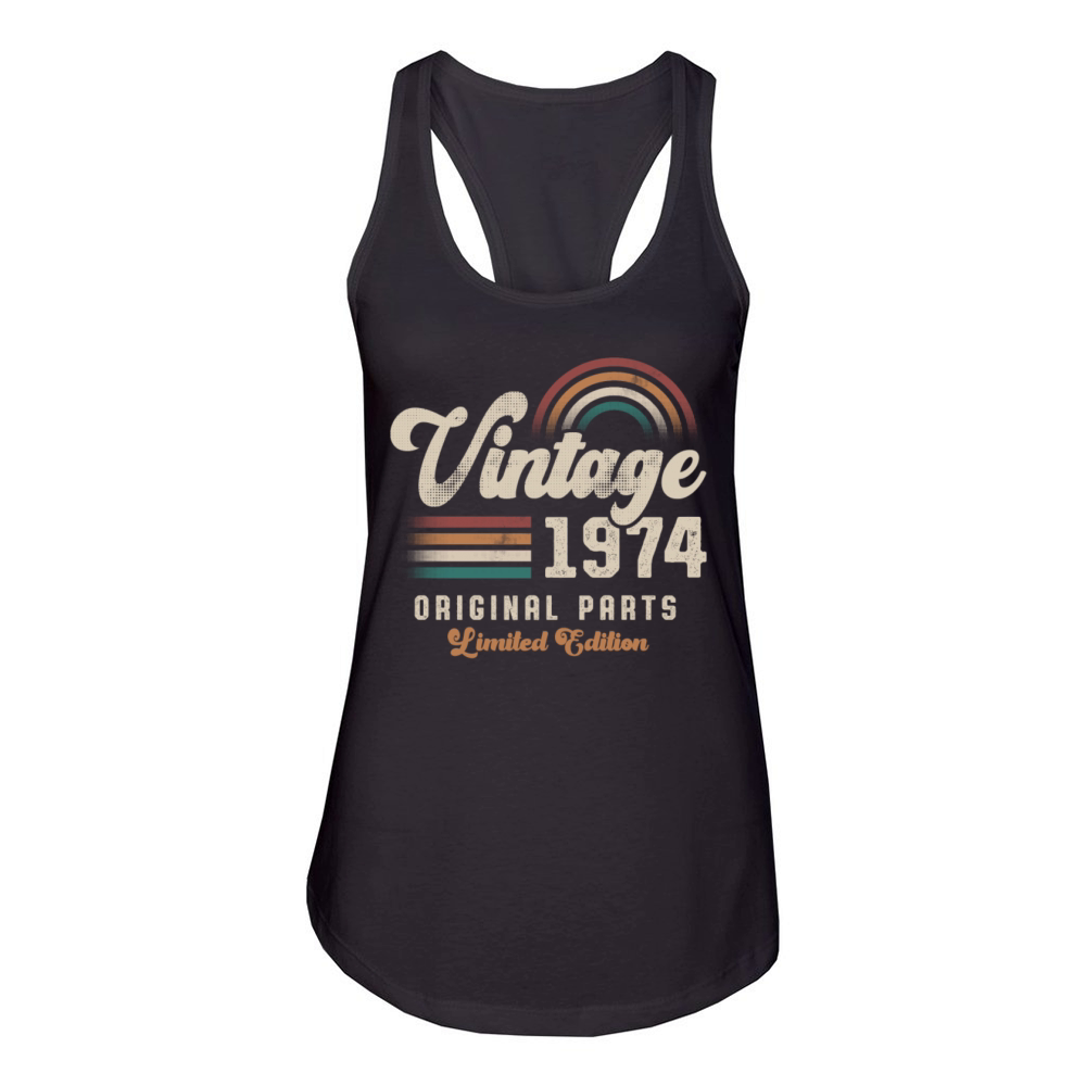 Vintage 1974 Birthday Retro Women's Racerback Tank