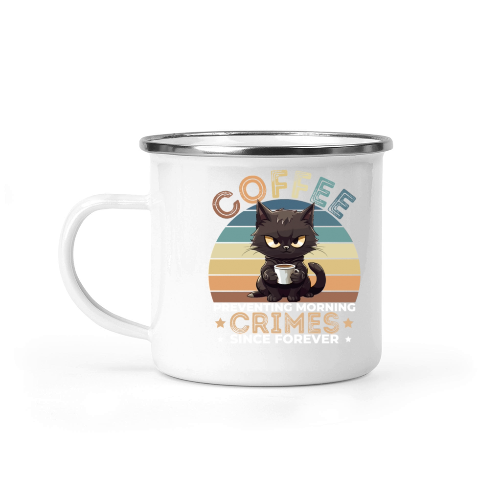 Coffee Preventing Morning Crimes Cat Camping Mug