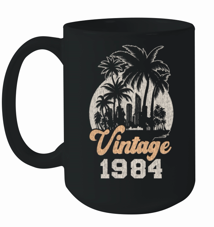 Vintage 1984 Birthday Palm Trees Ceramic Mug
