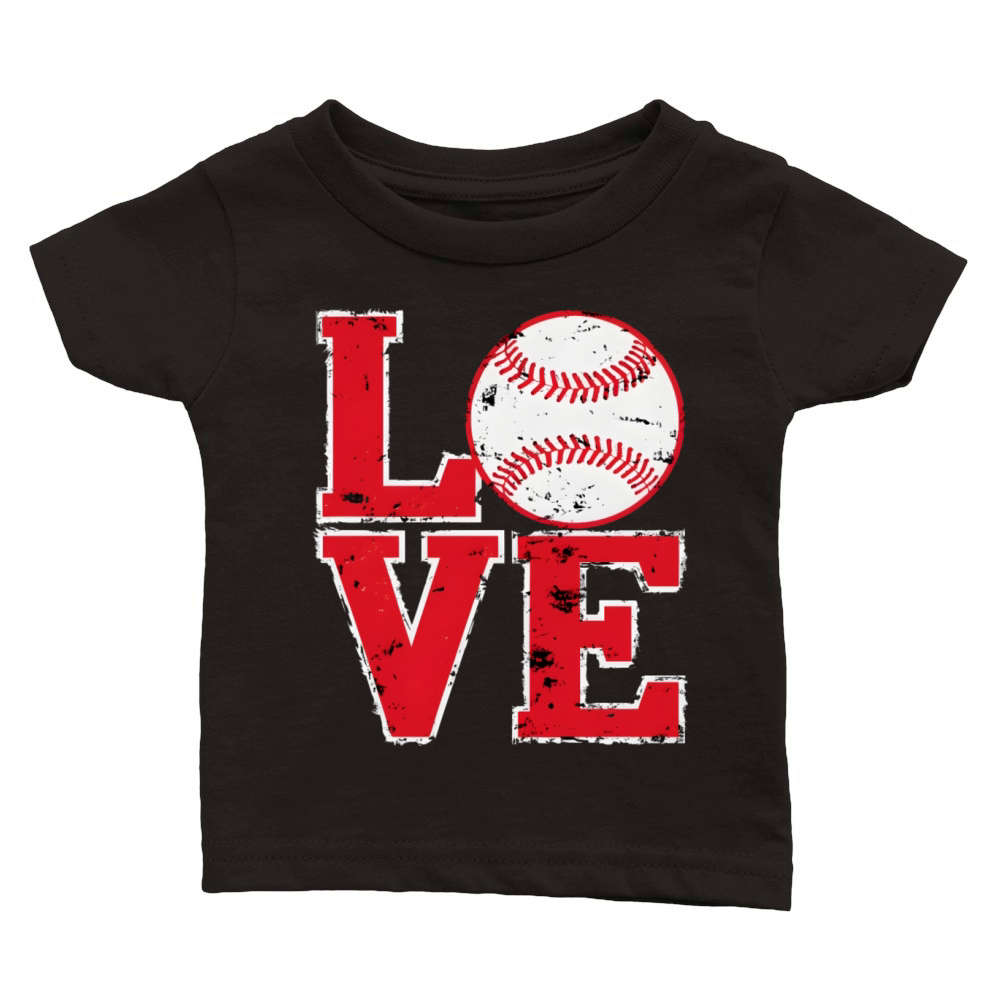 LOVE Baseball Vintage Grunge Typography Classic Baby Crewneck T-shirt