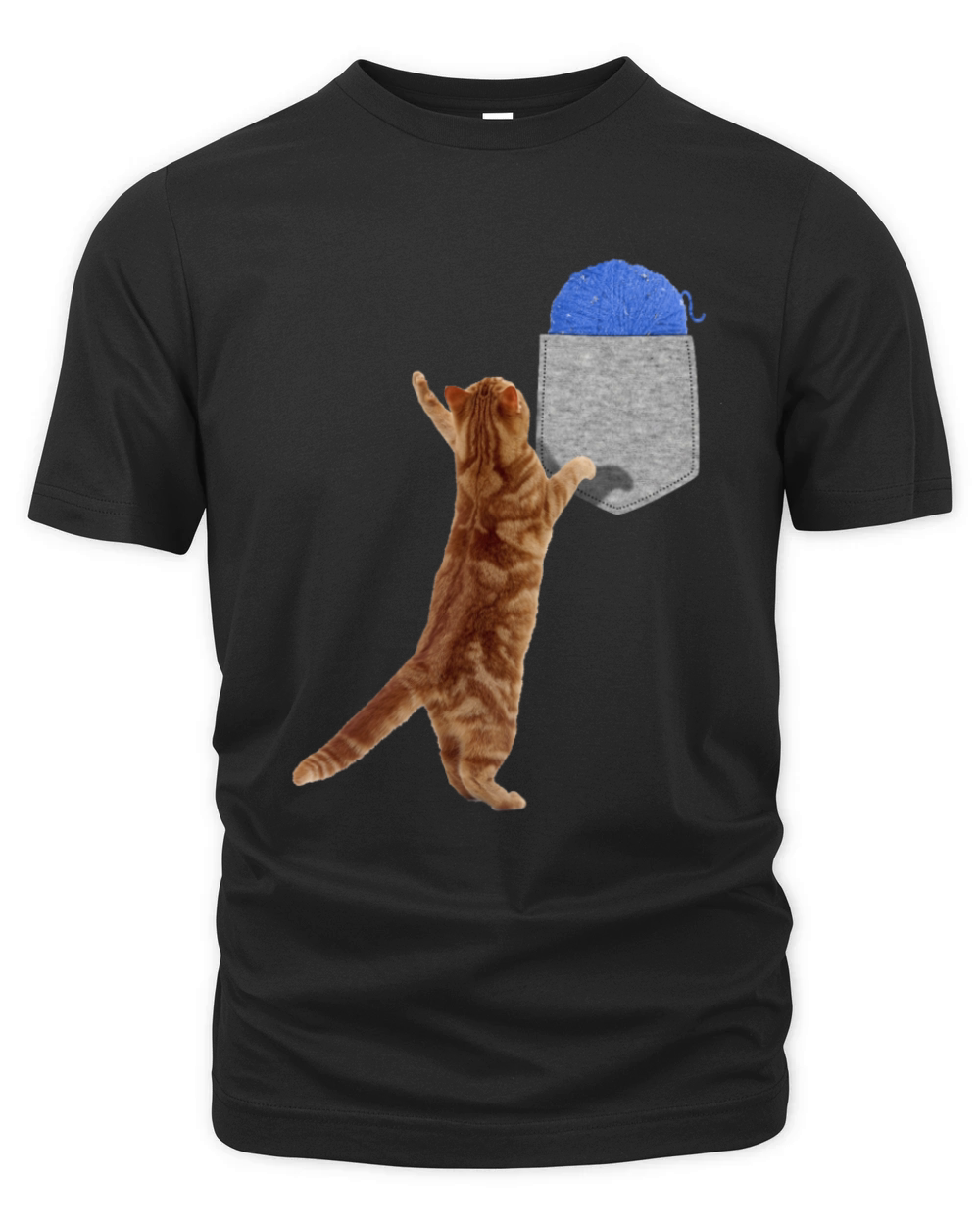Cat Reaching For Wool Ball In Your Fake Pocket Fun Organic Unisex T-shirt