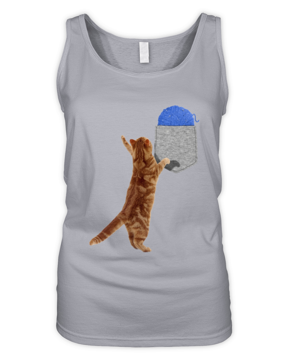 Cat Reaching For Wool Ball In Your Fake Pocket Fun Organic Women's Tank Top